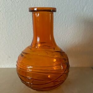 Textured glass orange vase/bottle. 6”